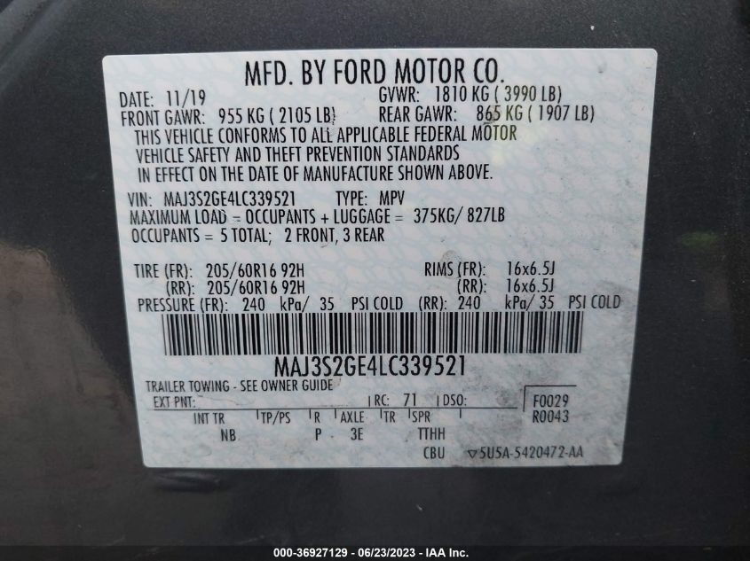 2020 FORD ECOSPORT SE - MAJ3S2GE4LC339521