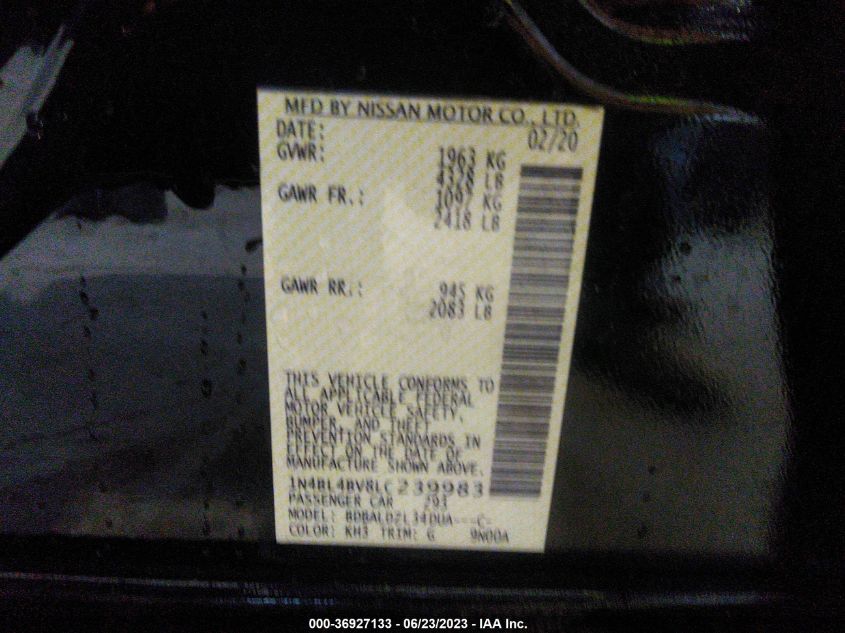 2020 NISSAN ALTIMA 2.5 S - 1N4BL4BV8LC239983