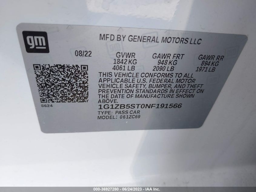 2022 CHEVROLET MALIBU LS - 1G1ZB5ST0NF191566