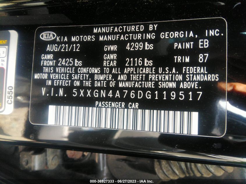 2013 KIA OPTIMA EX - 5XXGN4A76DG119517