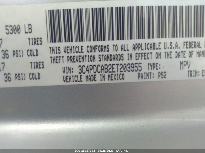 2014 DODGE JOURNEY AMERICAN VALUE PKG - 3C4PDCAB2ET203955