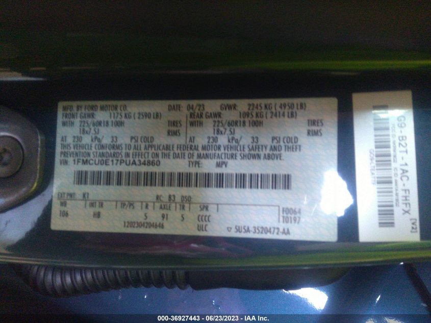 2023 FORD ESCAPE PHEV - 1FMCU0E17PUA34860