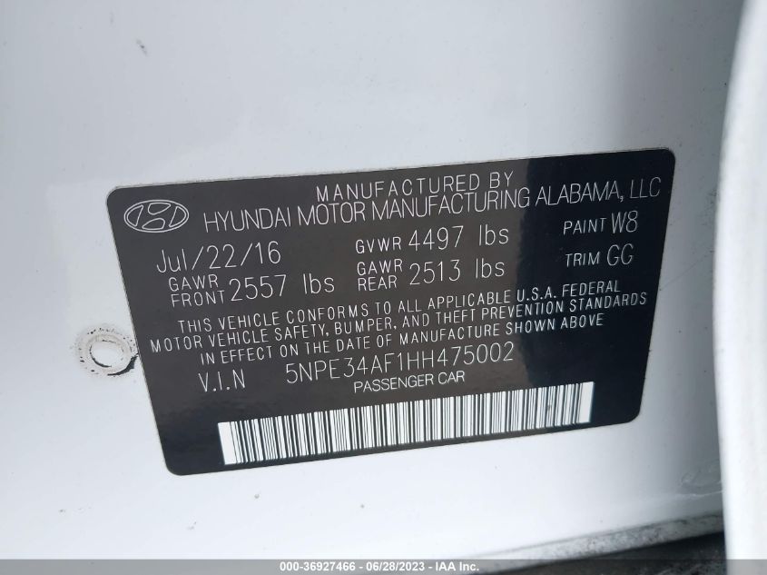 2017 HYUNDAI SONATA SPORT/LIMITED - 5NPE34AF1HH475002