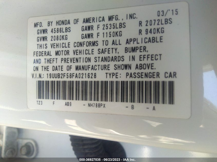 2015 ACURA TLX TECH - 19UUB2F58FA021628