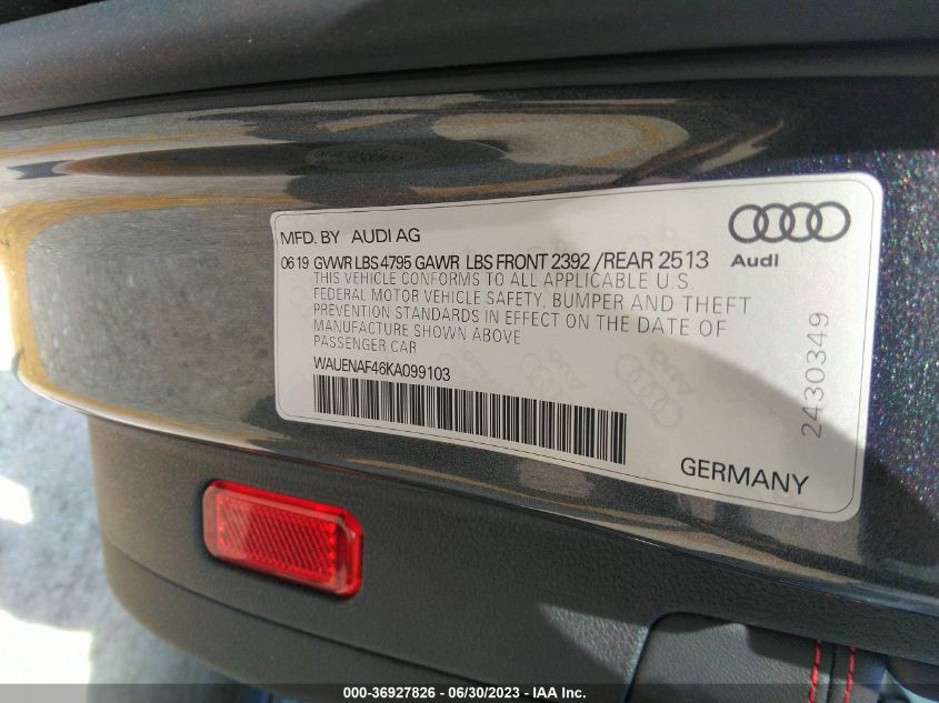 WAUENAF46KA099103 Audi A4 PREMIUM PLUS 9