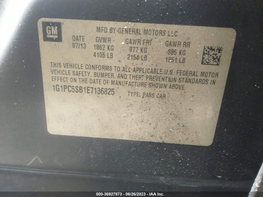 2014 CHEVROLET CRUZE LT - 1G1PC5SB1E7136825