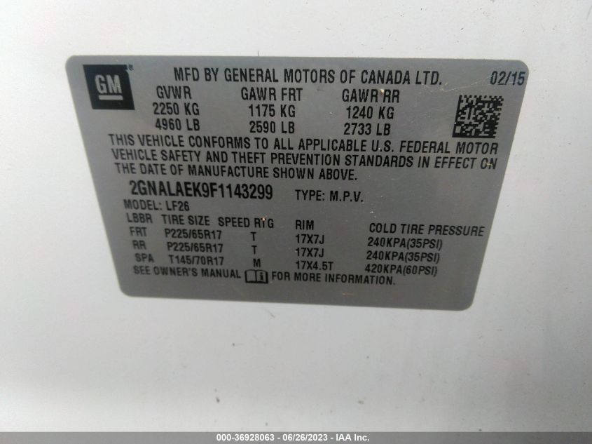 2015 CHEVROLET EQUINOX LS - 2GNALAEK9F1143299