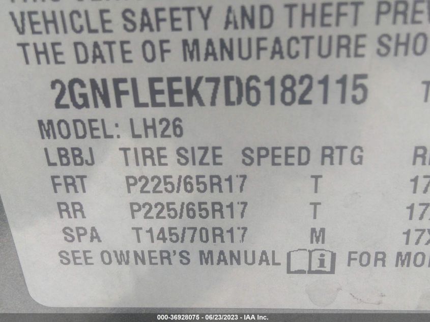 2013 CHEVROLET EQUINOX LT - 2GNFLEEK7D6182115