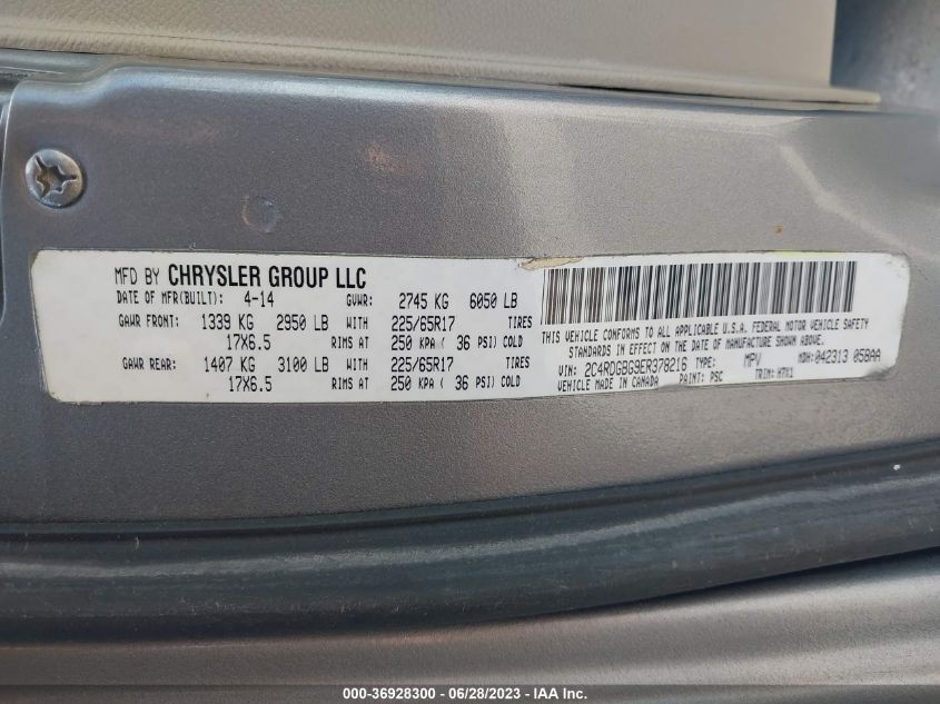 2014 DODGE GRAND CARAVAN SE - 2C4RDGBG9ER378216