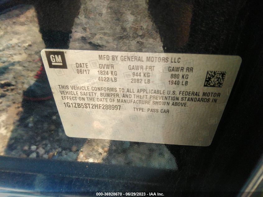 2017 CHEVROLET MALIBU LS - 1G1ZB5ST2HF288997