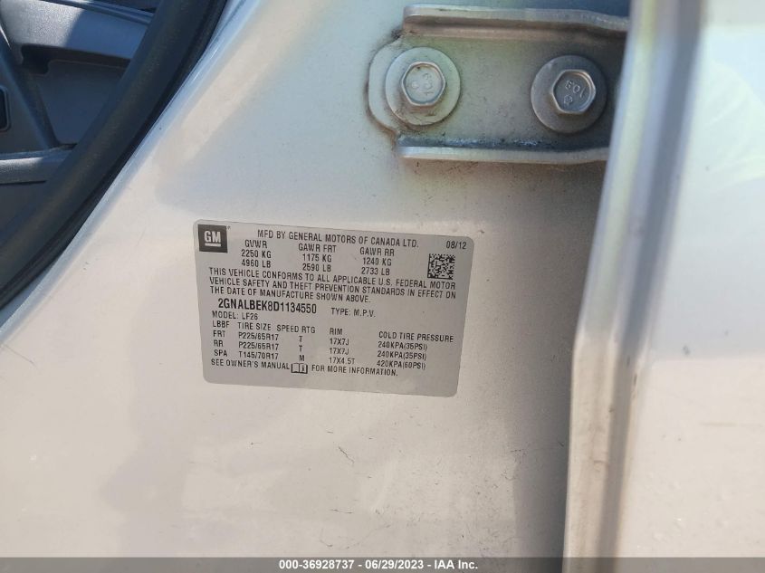 2013 CHEVROLET EQUINOX LS - 2GNALBEK8D1134550