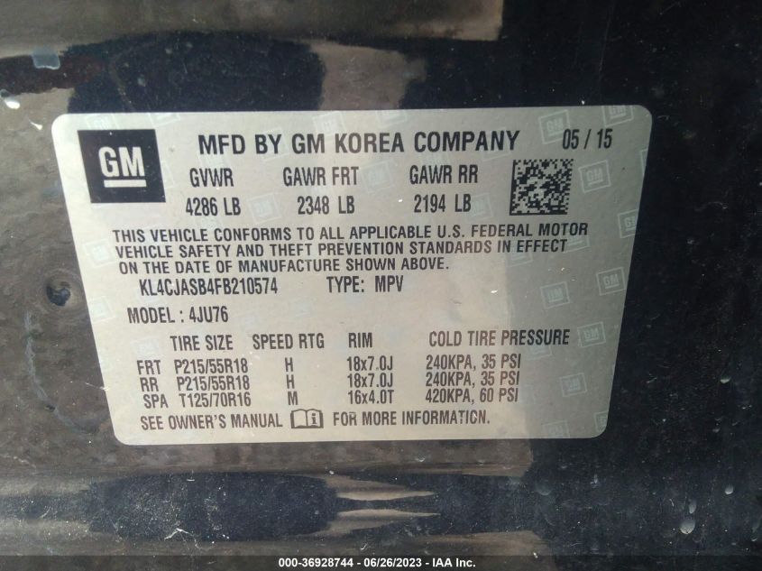 2015 BUICK ENCORE - KL4CJASB4FB210574