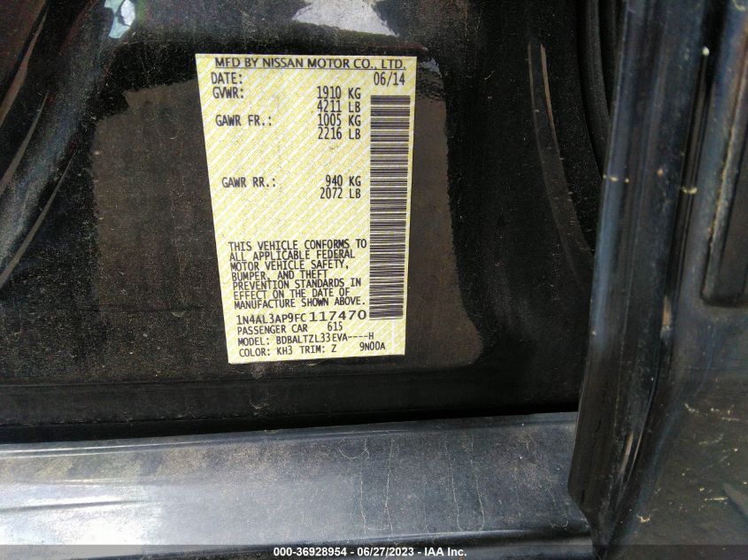 2015 NISSAN ALTIMA 2.5 SL - 1N4AL3AP9FC117470