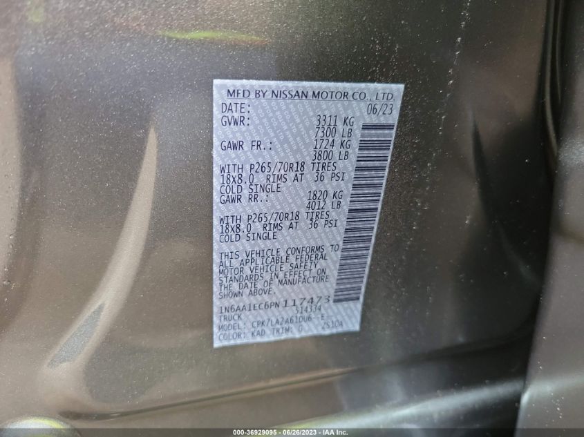 2023 NISSAN TITAN S - 1N6AA1EC6PN117473
