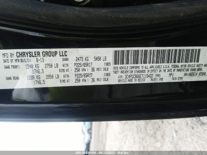 2014 DODGE JOURNEY SXT - 3C4PDCBG6ET115422
