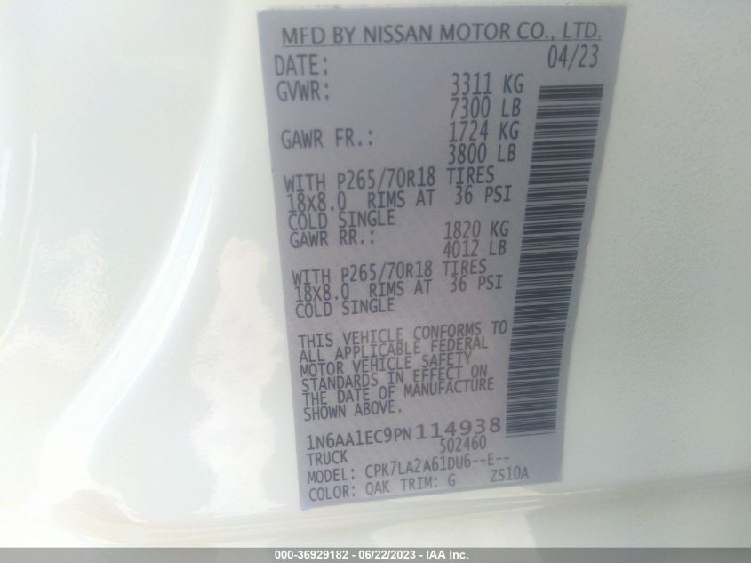 2023 NISSAN TITAN S - 1N6AA1EC9PN114938