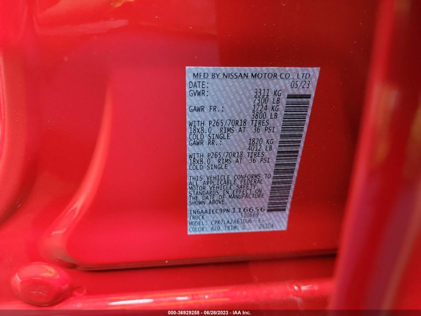 2023 NISSAN TITAN S - 1N6AA1EC9PN116656