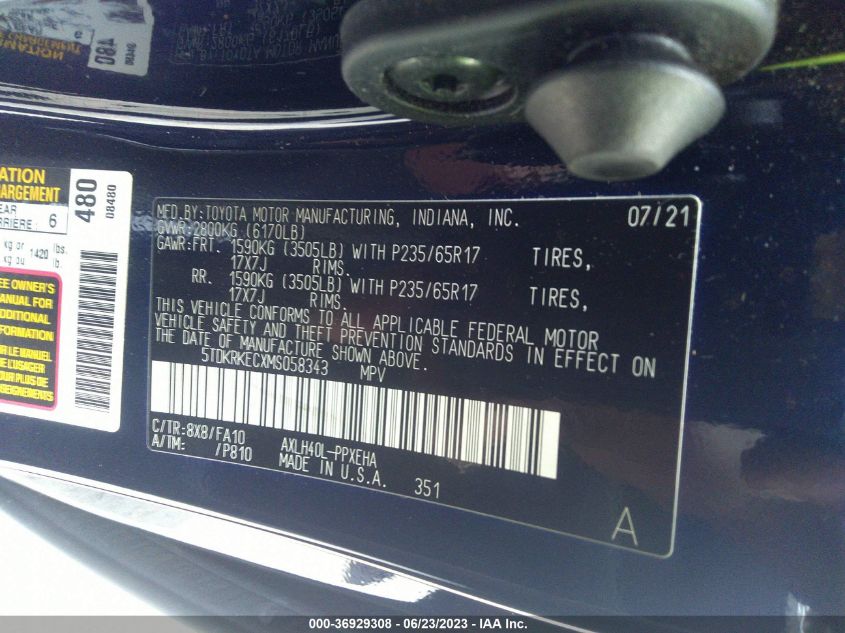 2021 TOYOTA SIENNA LE - 5TDKRKECXMS058343