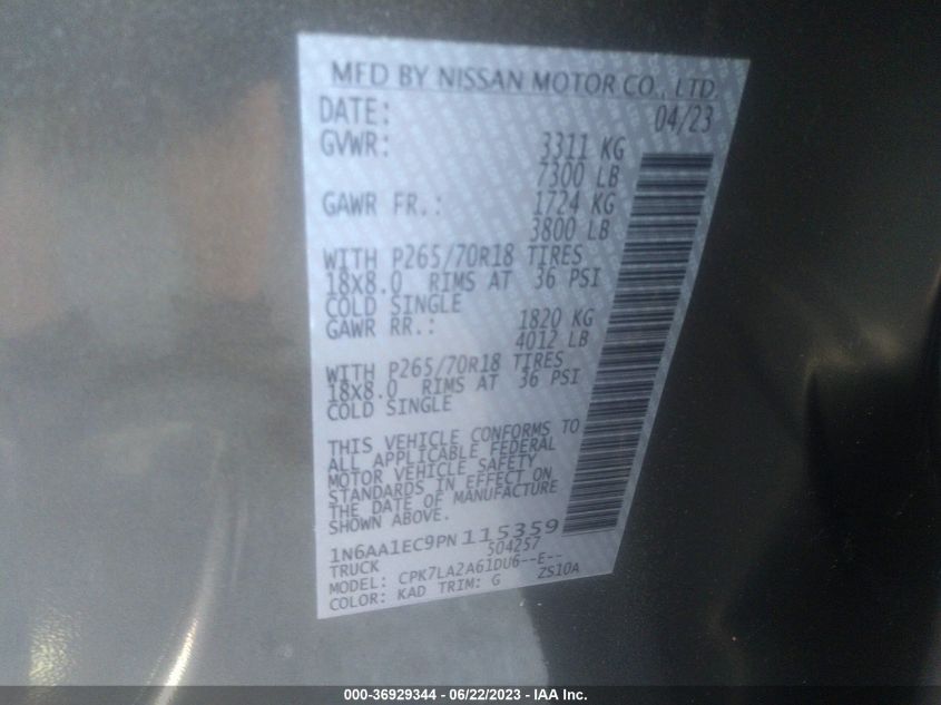 2023 NISSAN TITAN S - 1N6AA1EC9PN115359