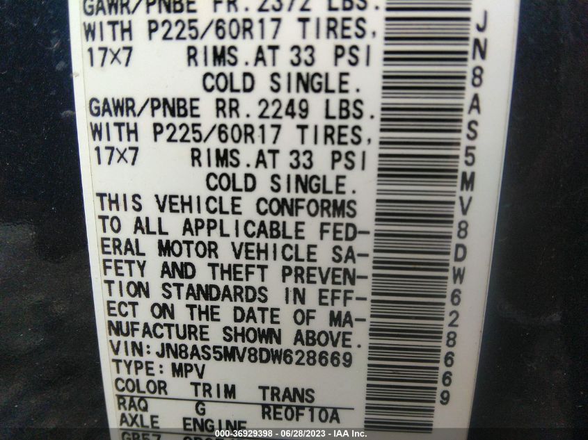 2013 NISSAN ROGUE SV - JN8AS5MV8DW628669