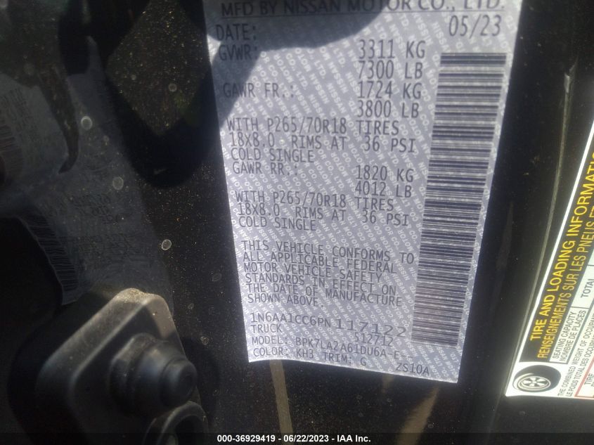 2023 NISSAN TITAN S - 1N6AA1CC6PN117122