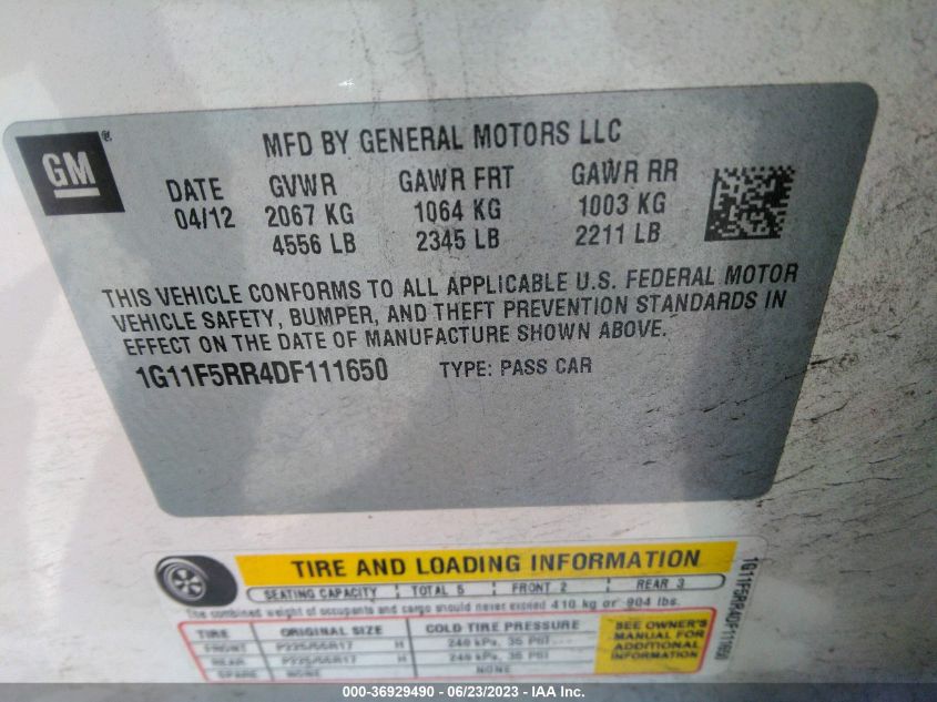 2013 CHEVROLET MALIBU ECO - 1G11F5RR4DF111650