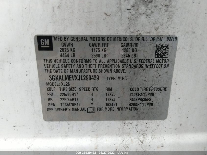 2018 GMC TERRAIN SLE - 3GKALMEVXJL290439