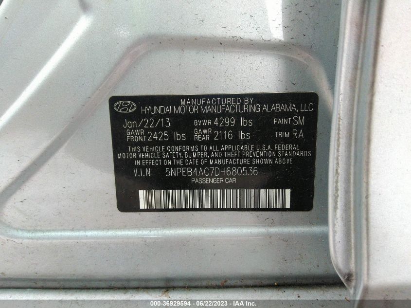 2013 HYUNDAI SONATA GLS - 5NPEB4AC7DH680536