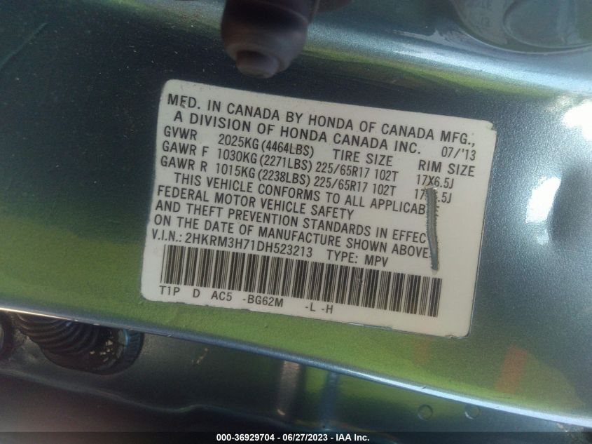 2013 HONDA CR-V EX-L - 2HKRM3H71DH523213