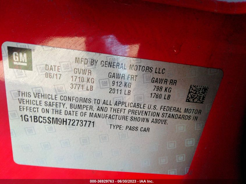 2017 CHEVROLET CRUZE LS - 1G1BC5SM9H7273771