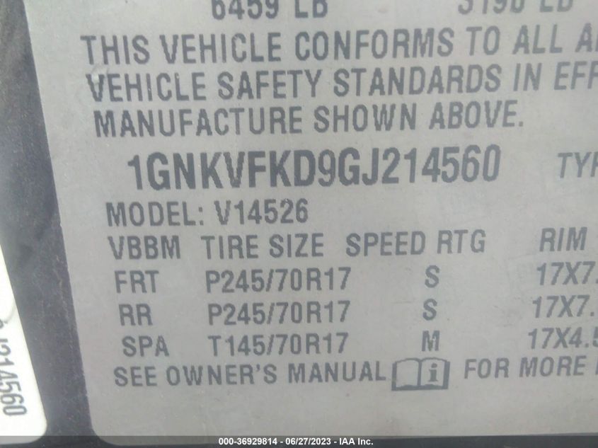 2016 CHEVROLET TRAVERSE LS - 1GNKVFKD9GJ214560
