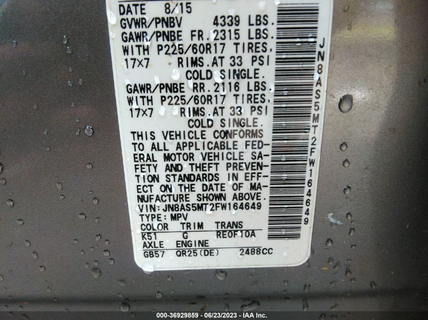 2015 NISSAN ROGUE SELECT S - JN8AS5MT2FW164649