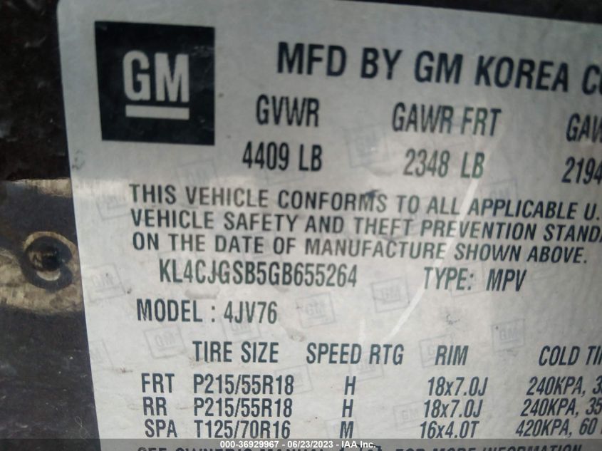 2016 BUICK ENCORE - KL4CJGSB5GB655264