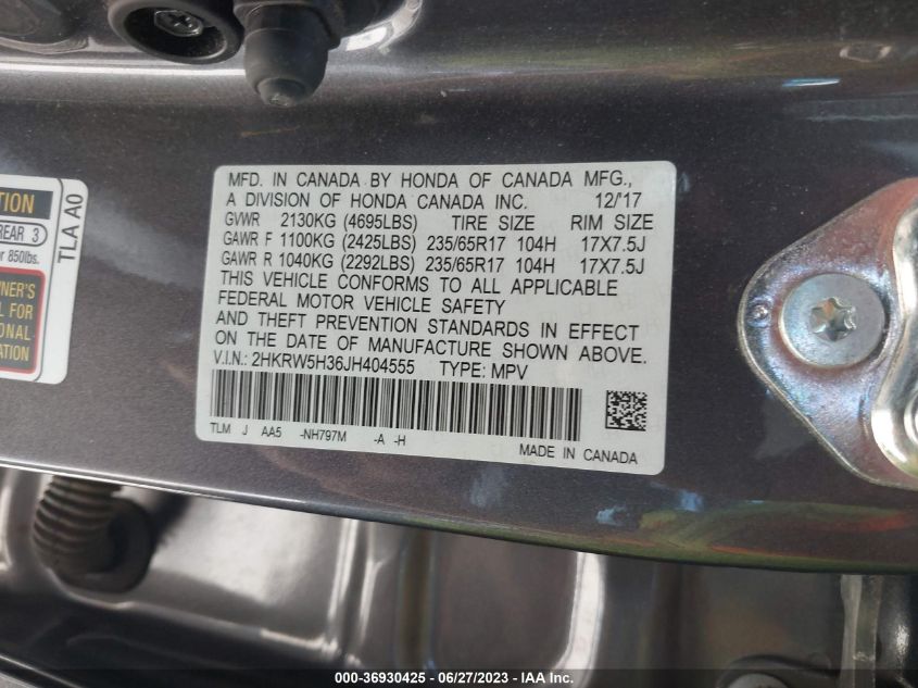 2018 HONDA CR-V LX - 2HKRW5H36JH404555