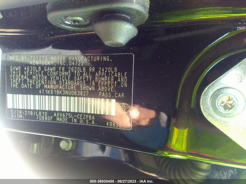 2022 TOYOTA CAMRY XSE - 4T1K61BK3NU063827