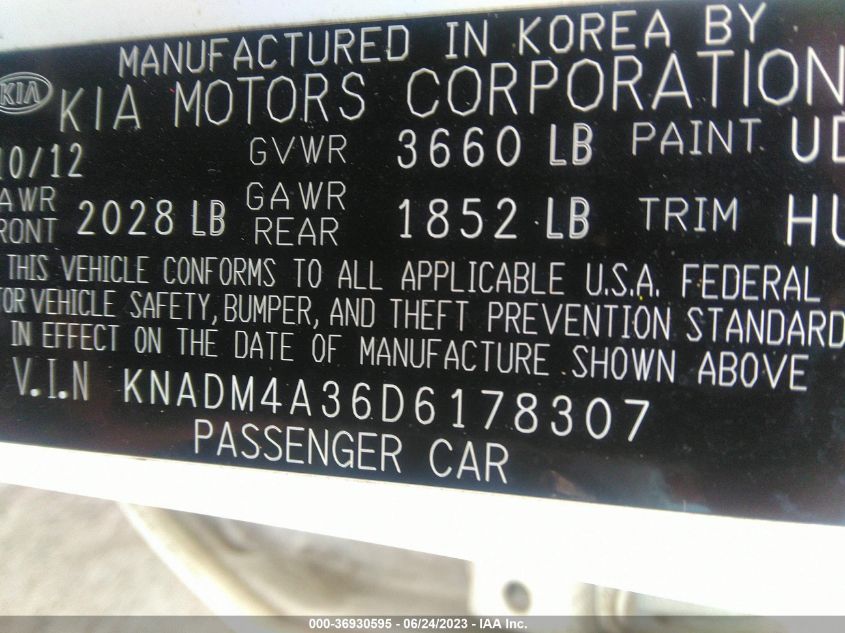 2013 KIA RIO LX - KNADM4A36D6178307
