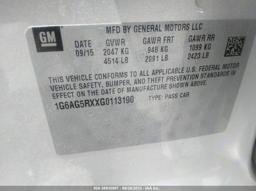 2016 CADILLAC ATS SEDAN STANDARD AWD - 1G6AG5RXXG0113190