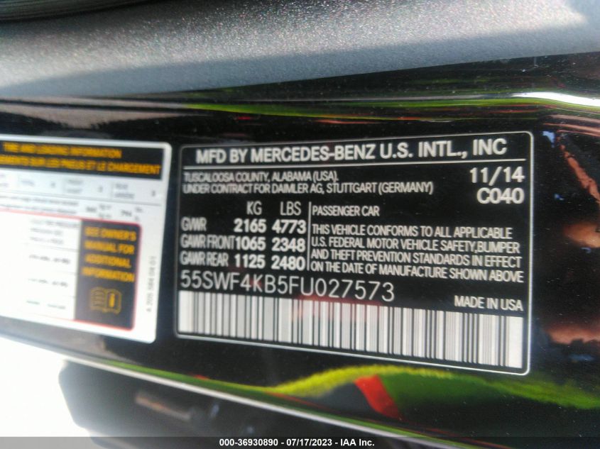 2015 MERCEDES-BENZ C-CLASS C 300 - 55SWF4KB5FU027573