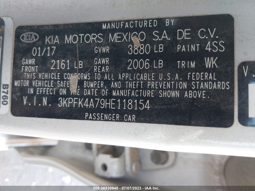 2017 KIA FORTE LX - 3KPFK4A79HE118154