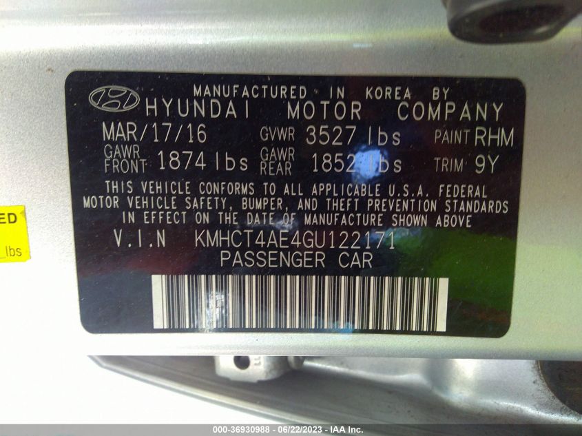 2016 HYUNDAI ACCENT SE - KMHCT4AE4GU122171