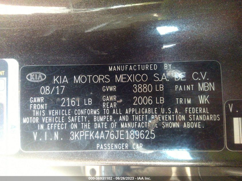 2018 KIA FORTE LX - 3KPFK4A76JE189625