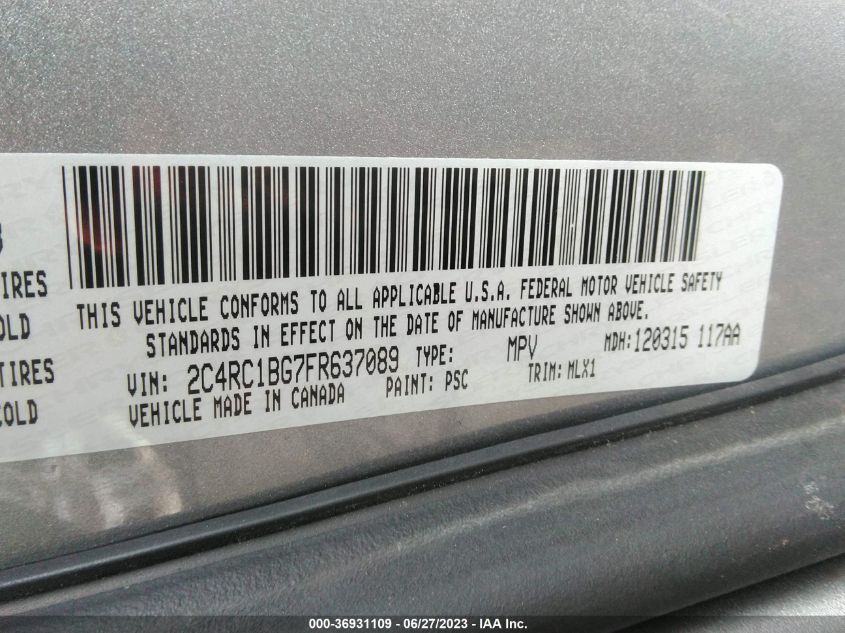 2015 CHRYSLER TOWN & COUNTRY TOURING - 2C4RC1BG7FR637089