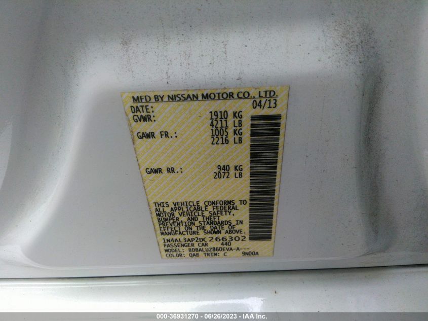 2013 NISSAN ALTIMA 2.5 SV - 1N4AL3AP2DC266302