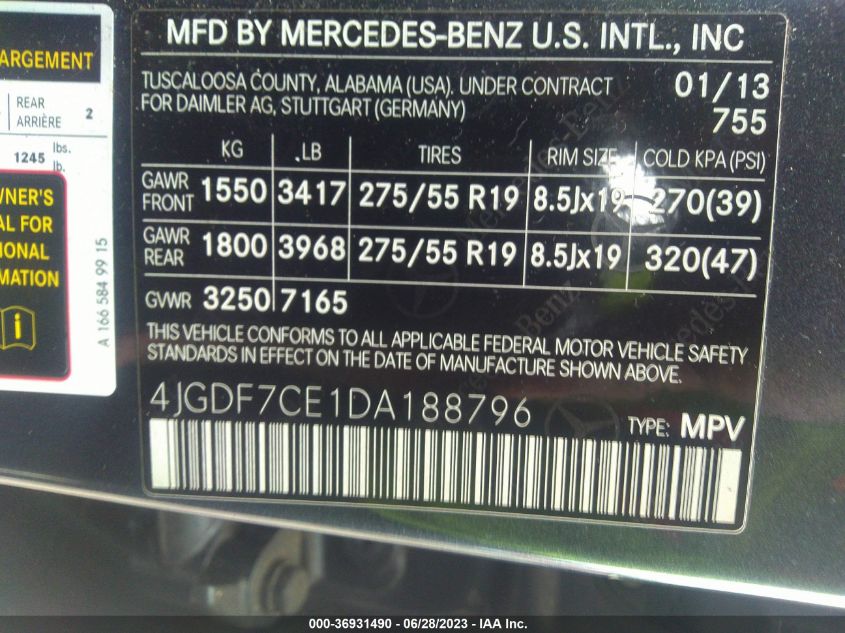 2013 MERCEDES-BENZ GL-CLASS GL 450 - 4JGDF7CE1DA188796