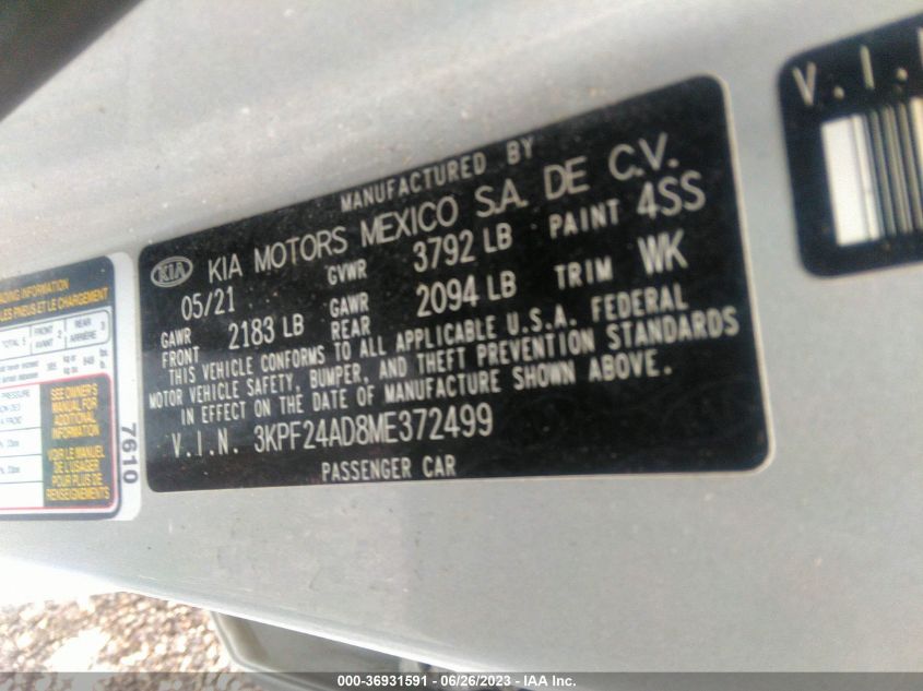 3KPF24AD8ME372499 Kia Forte FE/LXS 9