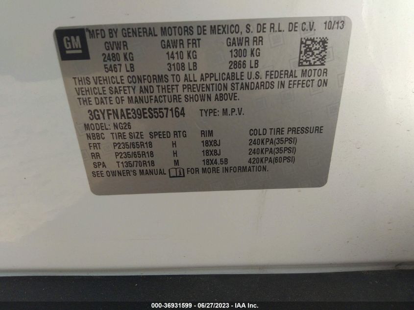 2014 CADILLAC SRX BASE - 3GYFNAE39ES557164