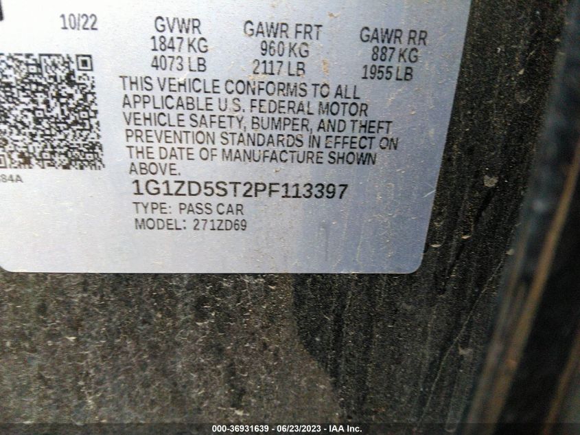2023 CHEVROLET MALIBU LT - 1G1ZD5ST2PF113397