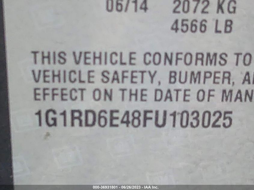 2015 CHEVROLET VOLT - 1G1RD6E48FU103025