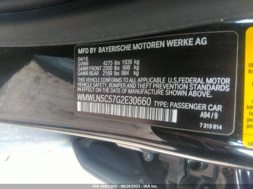 2016 MINI COOPER CLUBMAN WMWLN5C57G2E30660