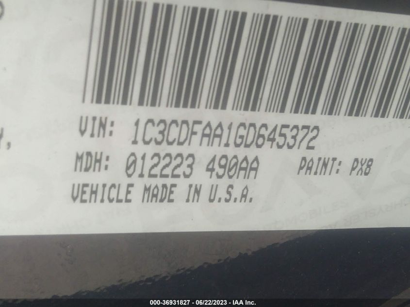 2016 DODGE DART SE - 1C3CDFAA1GD645372